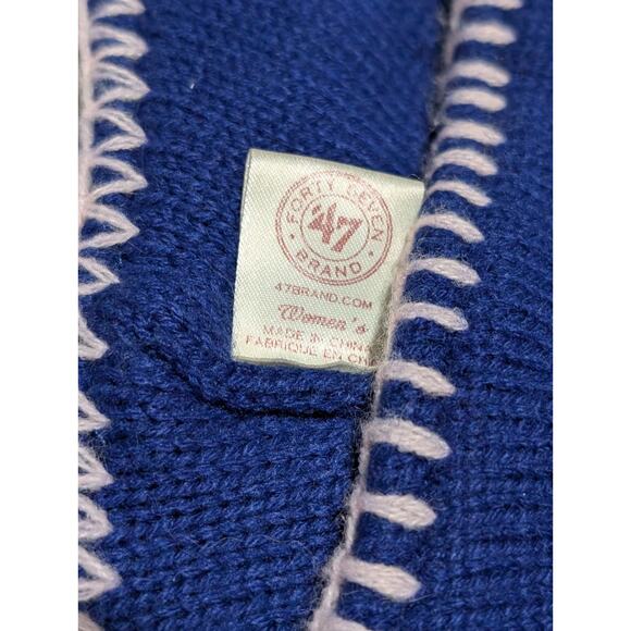 Milwaukee Brewers Knit Stocking Cap Ear Flaps Pibk White Blue Beanie-Hat Ladies - Picture 4 of 4